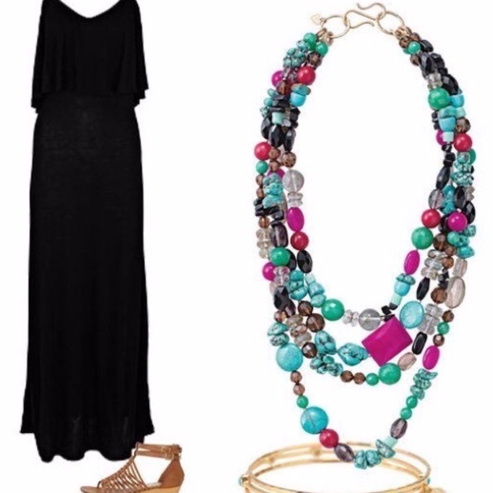 Stella & Dot Carnival Statement Necklace - Multi Strand Hand Beaded